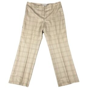 Pendleton Virgin Wool Plaid Straight Leg Trousers‎ Womens 14 Tan Cream Yellow